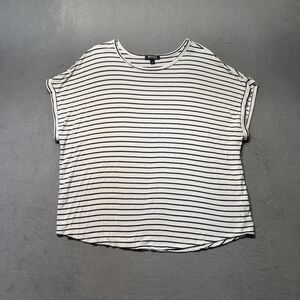 Buffalo David Bitton Womens XL Striped White Navy Dolman Short Sleeve Knit Top